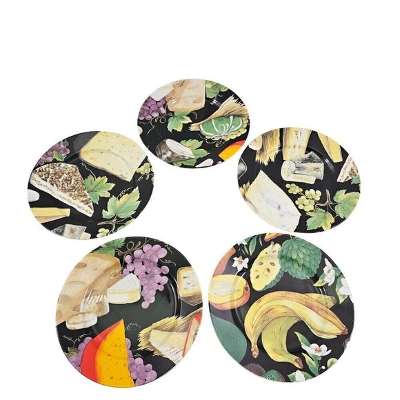 Email De Limoges Porcelain Cheese Fruit Graphic Salad Luncheon Plates – Set of 5 - Picture 1 of 16